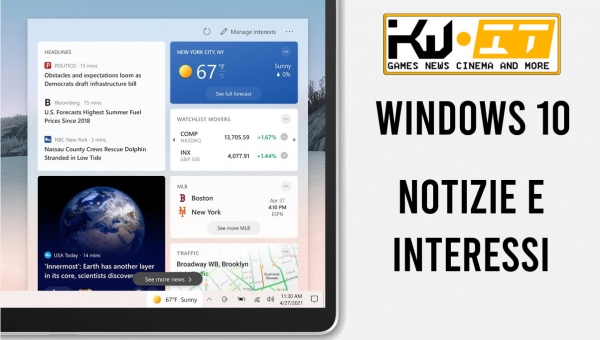 Windows 10 rimuovere notizie e interessi meteo taskbar