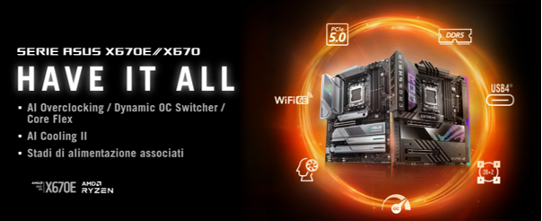 ASUS lancia cinque nuove serie di schede madri AMD X670