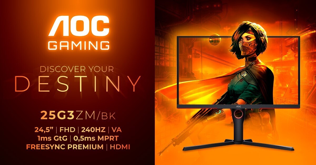  AOC GAMING 25G3ZM/BK, un monitor da esports da 24,5″ ad alto contrasto e con 240 Hz