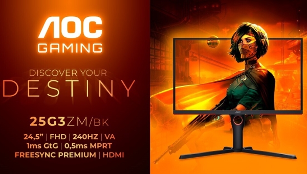 AOC GAMING 25G3ZM/BK, un monitor da esports da 24,5″ ad alto contrasto e con 240 Hz