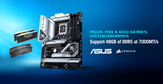 Le schede madri ASUS Intel serie 700 e 600 supportano ora moduli di memoria da 48 GB DDR5-7000
