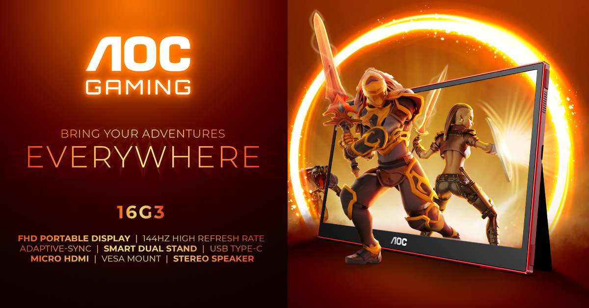 AOC annuncia il nuovo AOC GAMING 16G3 - Il primo monitor portatile dedicato al gaming