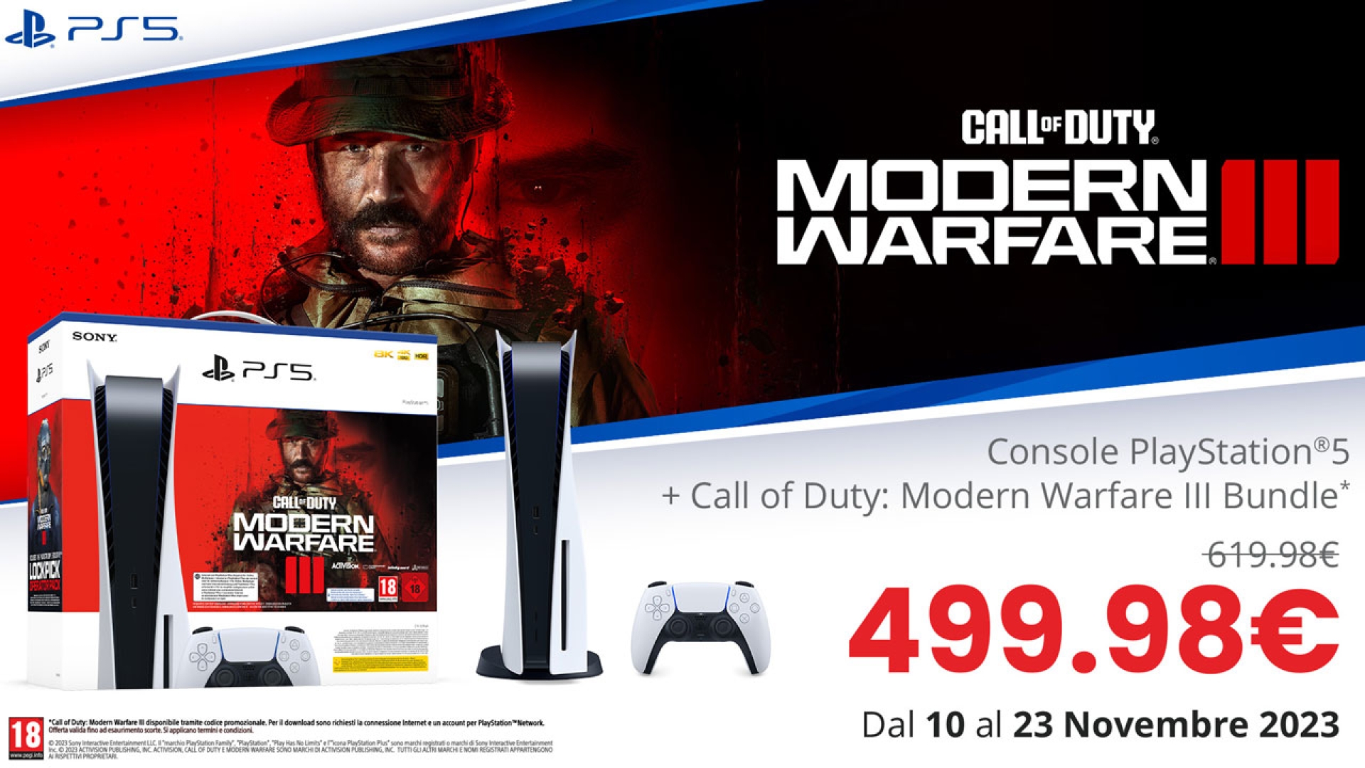 PlayStation 5 in bundle con Call of Duty Modern Warfare III in sconto a 499,99€