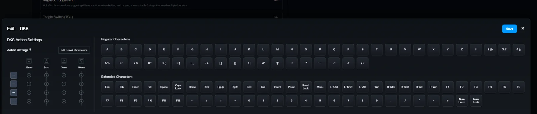Dynamic Key Stroke DKS EPOMAKER HE60 quattro azioni